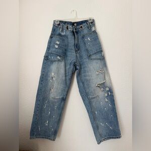 OH Jeans Grommet Distressed Barrel Jeans | Small